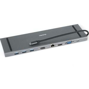 Dark DK-AC-U31X35 USB 3.1 Type C 10 in 1 Eth./HDMI/VGA/SD/USB 3.0/Kulaklık Çok.