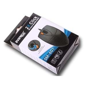 Everest SM-601 USB Siyah Optik Kablolu Mouse