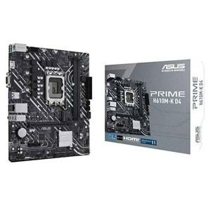 Asus Prime H610M-A WiFi DDR5 5600MHz 1xVGA 1xHDMI 1xDP 2xM.2 USB 3.2 MATX 1700P (12./13. ve 14. Nesil İşlemci Uyumlu) Anakart