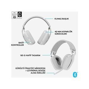 Logitech Zone Vibe 100 Kablosuz Kulaklık Beyaz