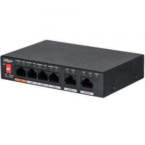 Dahua 4 Port 10/100 + 2 Port 10/100 Uplink 60W Poe Metal Kasa Switch V2