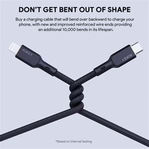 Aukey CB-NCL1-BK 480Mbps Type-C Lightnig Kablosu (1.8m)