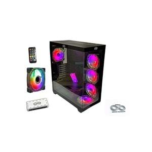 Aztech AZT201 W5*RGB Fan Uzaktan Kumandalı Temperli Cam RGB Switch Beyaz Akvaryum Gaming Kasa