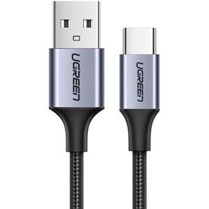 UGreen TYPE-C TO USB-A 3A QC Örgülü Hızlı Şarj Kablosu 1 MT Siyah
