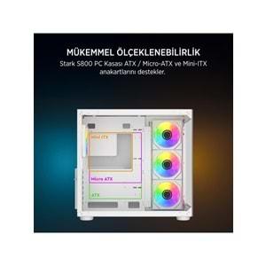 James Donkey Stark S800 4X ARGB Beyaz Gaming Kasa