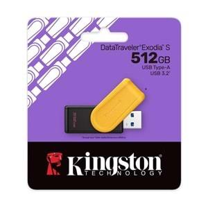 Kingston Exodia S 512GB USB 3.2 Gen Flash Bellek Siyah Turuncu - DTXS/256GB