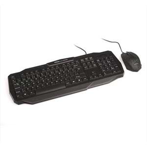 Dark Force Oyuncu USB Kablolu Işıklı Türkçe Q Klavye Mouse Set - Siyah (DK-AC-GKM1000)