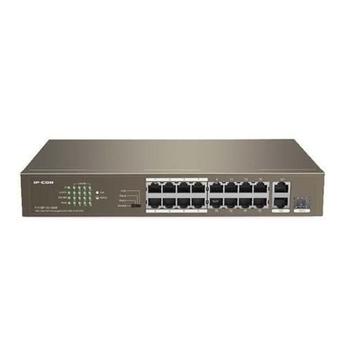 Ip-Com F1118P-16-150W 16 Port 10-100 + 2XRJ45-1X1GB SFP Combo 150W POE Rackmount Switch