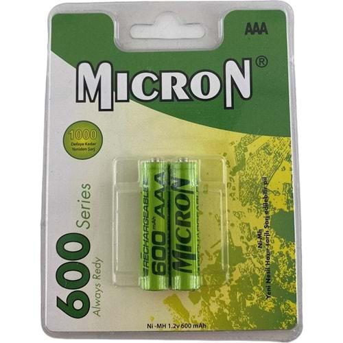 Micron 2 Adet Şarj Edilebilir Pil