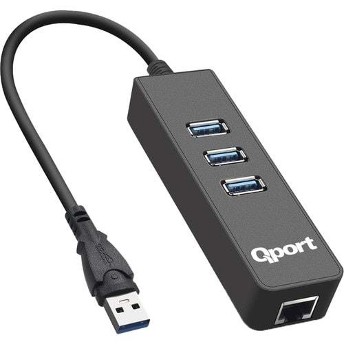 Qport Q-U3G 3 Port USB3.0 Çoklayıcı & Gigabit Ethernet Adaptör