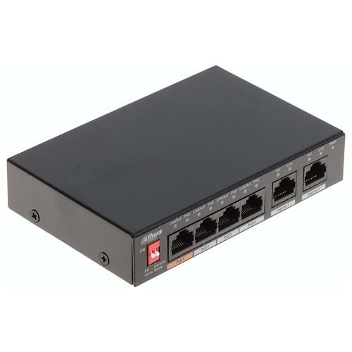 Dahua PFS3006-4ET-60 4 Port 10/100 + 2 Port 10/100 Uplink 60W Poe Metal Kasa Switch