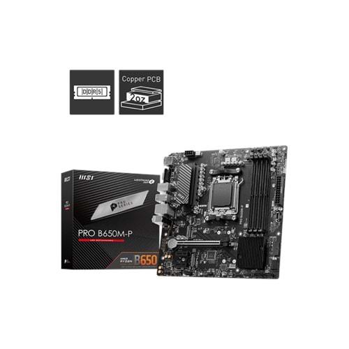 Msi Pro B650M-P DDR5 7200MHZ 1XVGA 1XHDMI 1XDP 2XM.2 USB 3.2 Matx Am5 (AMD AM5 7000 Serili İşlemci Uyumlu)