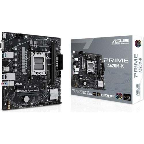 Asus PRIME A620M-K DDR5 6400MHZ 1XVGA 1XHDMI 1XM.2 USB 3.2 MATX AM5 ( AMD AM5 7000 Serisi İşlemci Uyumlu)