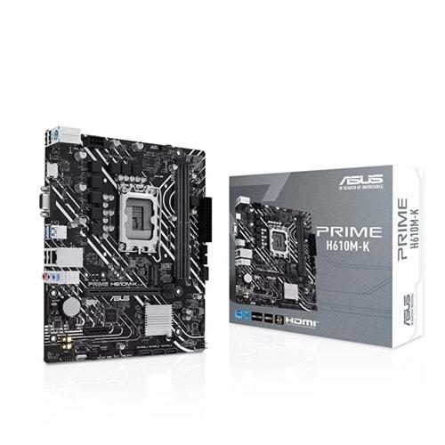 Asus PRIME H610M-K ARGB DDR5 5600MHZ 1XVGA 1XHDMI 1XM.2 USB 3.2 MATX 1700P (13. VE 12.Nesil İşlemci Uyumlu)