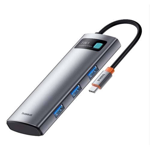 Baseus STARJOY (Gri) 7IN1 TYPE-C Hub USB x3 HDMI x1 M.SD-SD x1 (B00030708811-00)