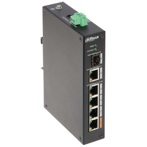 Dahua PFS3106-4ET-60-V2 4 Port 10/100 + 1XGB RJ45/SFP 60W POE Endüstriyel Switch