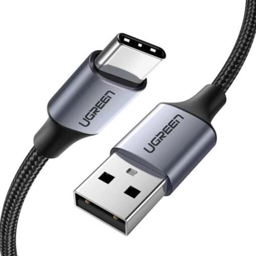 UGreen TYPE-C TO USB-A 3A QC Örgülü Hızlı Şarj Kablosu 1 MT Siyah