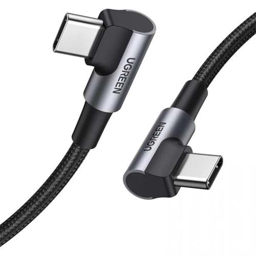 UGreen USB-C 60W 3A QC PD Örgülü Hızlı Şarj Kablosu 2 MT Siyah