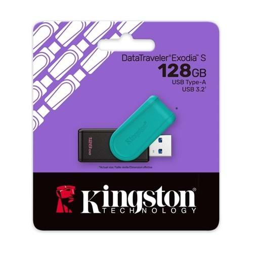Kingston Exodia S 128GB USB 3.2 Gen Flash Bellek Siyah Turkuaz - DTXS/128GB