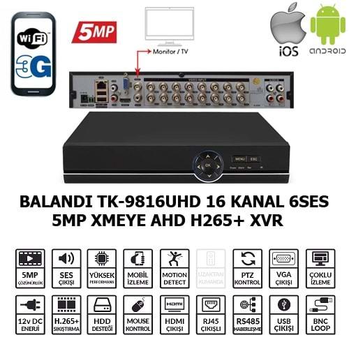 BALANDI TK-9816UHD 16CH 6SES 2Disk 5MP Xmeye AHD H265+