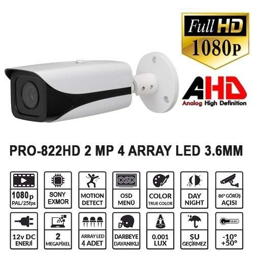 BALANDI PRO-822HD 2MP 1080P 3.6MM 4 ARRAY LED AHD Bullet Kamera