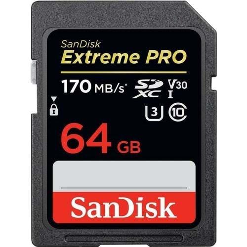 Sandisk Extreme Pro SDXC Card 64GB - 170MB/s V30 UHS-I U3 Hafıza Kartı SDSDXXY-064G-GN4IN