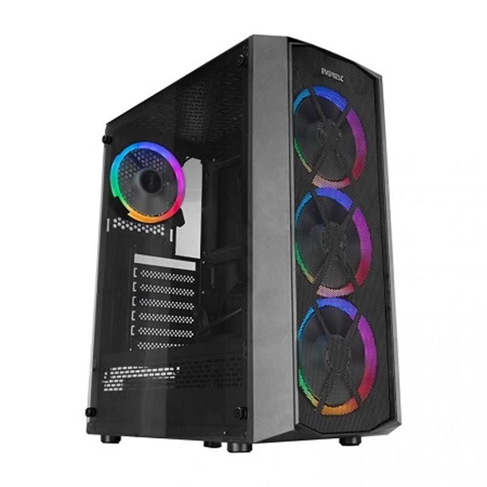 Everest Flat Mesh 4X120MM RGB Fanlı Tempered Glass Gaming Kasa PSU Yok