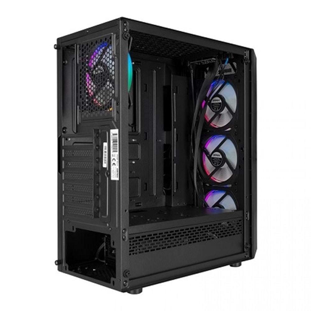 Everest Flat Mesh 4X120MM RGB Fanlı Tempered Glass Gaming Kasa PSU Yok