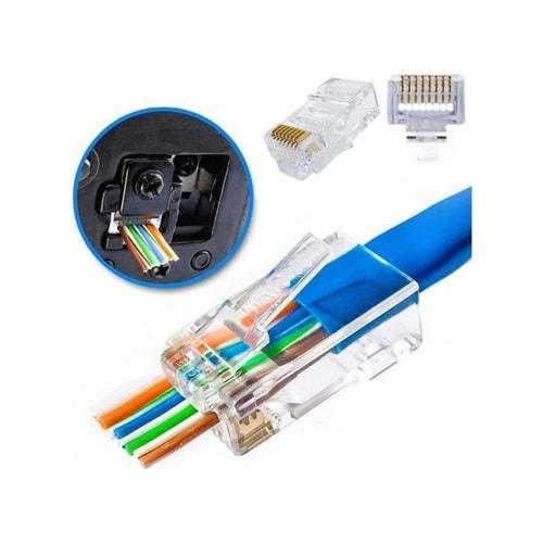 SENSEI EZRJ45 CAT5/6 Açık Uçlu Soket RJ45 Konnektör 100 Lü Paket