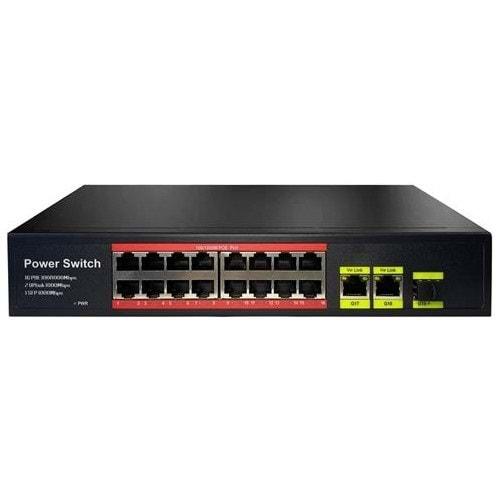 Uranium POE-G1621SFP-300W 16 Port Gigabit+2XGB RJ45+1XSFP Uplink Poe Rackmount Switch