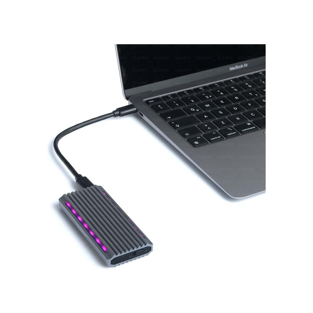 Dark DK-AC-DSEM5 USB 3.2 Gen2 Type C - M.2 NVMe & Ngff Sata Ssd Rgb Led