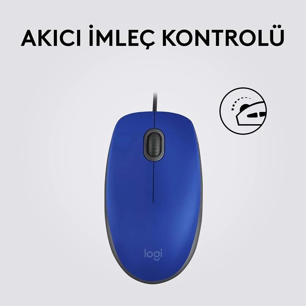 Logitech M110 Kablolu Mavi Mouse 910-006758