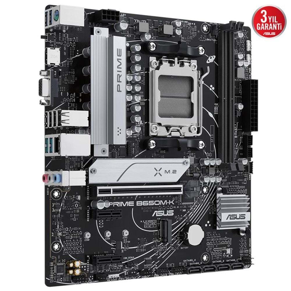 Asus Prime B650M-K DDR5 6400Mhz 1XVGA 1XHDMI 2XM.2 USB 3.2 Matx Am5 Anakart