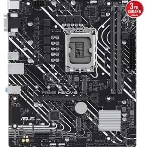 Asus Prime H610M-E-CSM DDR5 5600Mhz 1XVGA 1XHDMI 1XDP 2XM.2 USB 3.2 1700P Matx Anakart