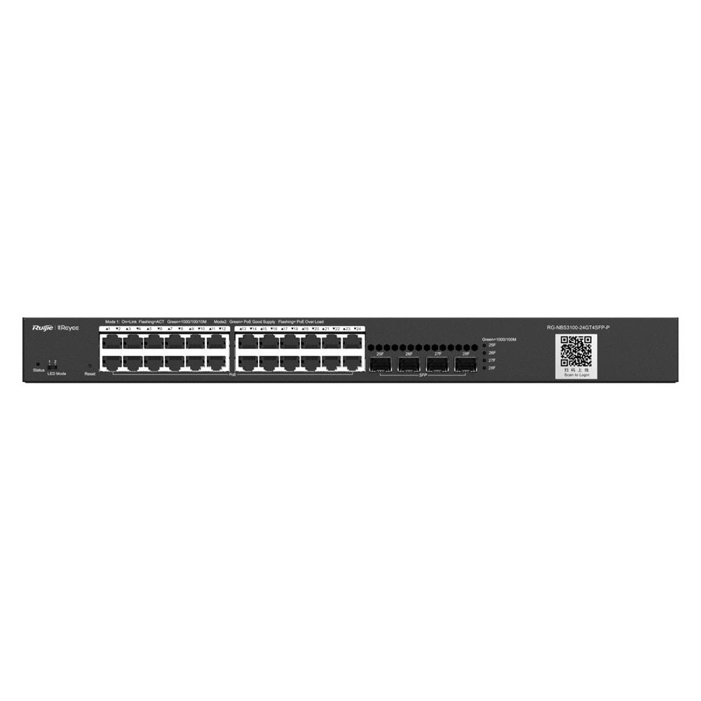 Ruijie RG-NBS3100-24GT4SFP-P 24 Port Gigabit + 4X1GB SFP Uplink L2 Yönetilebilir 370W Poe Switch