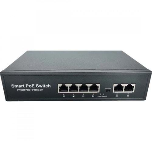 Ods ODS-4P2U 4 Port PoE 10/100 2 Port 10/100 Uplink 65W PoE Switch