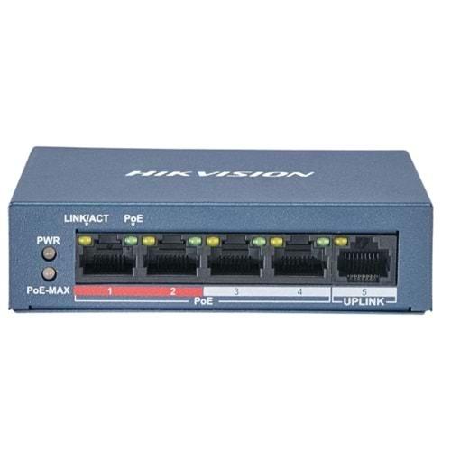 Hikvision DS-3E0105P-E/M(B) 4 Port 10/100 POE 1 Port 10/100/1000 UPLİNK Yönetilemez POE Switch