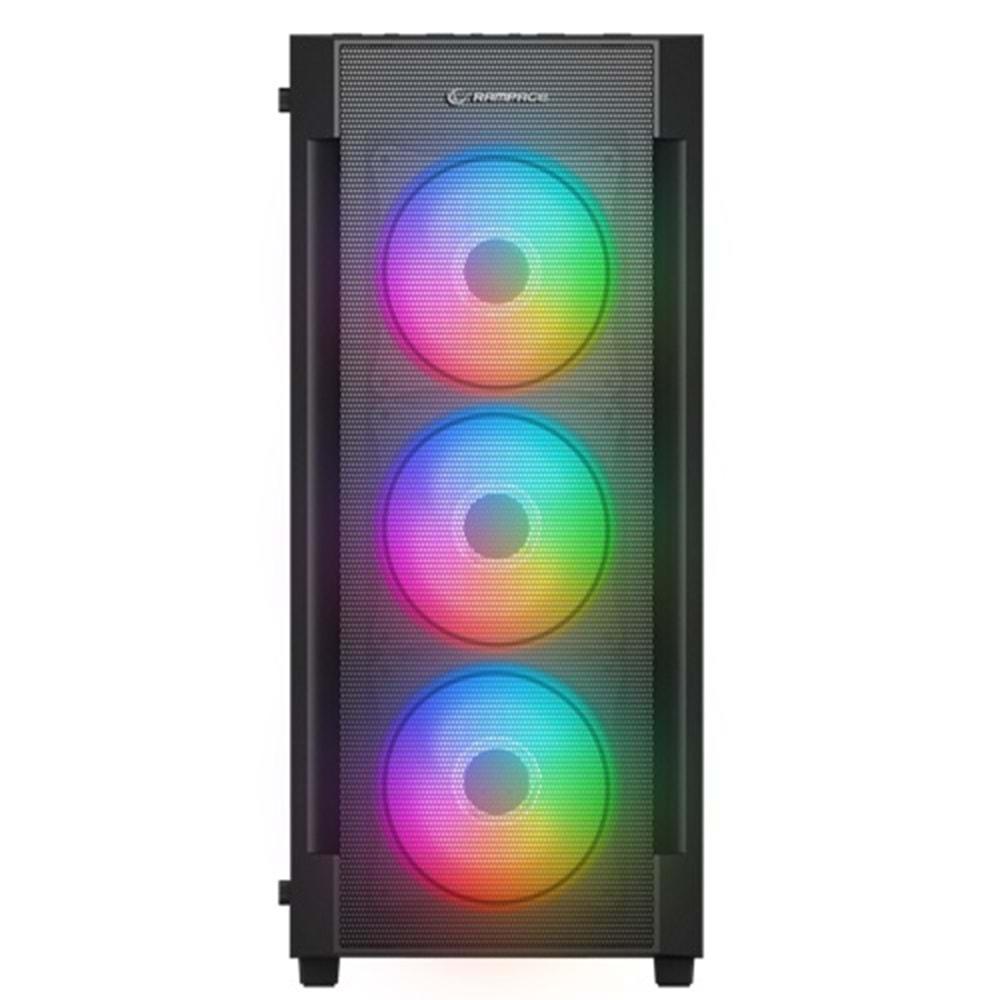 Rampage Vigilant MESH 650W 80+ Bronze Siyah Temperli Cam 4X120MM RGB FAN ATX MIDI Tower Gaming