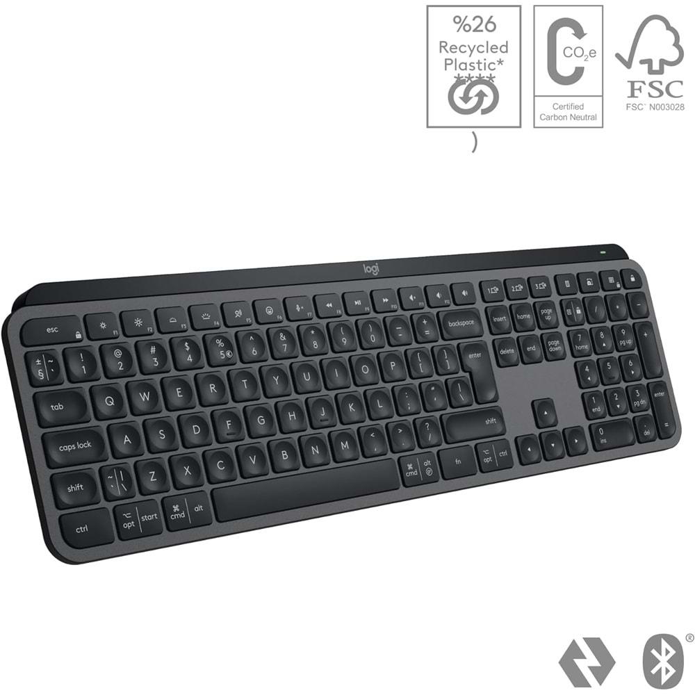 Logitech MX KEYS S Gelişmiş Aydınlatma Kablosuz Q Klavye Siyah 920-011594