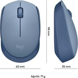 Logitech M171 Kablosuz Mouse Mavi Gri 910 006866