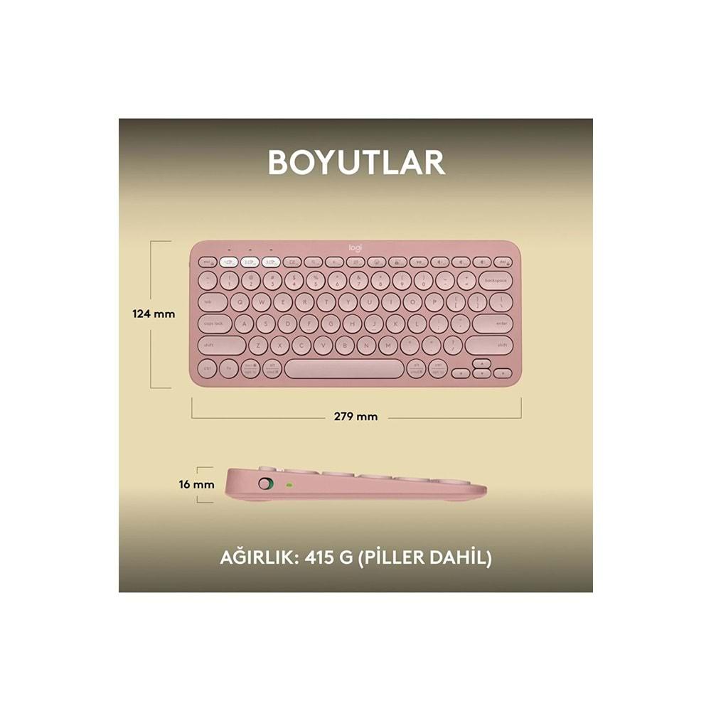 Logitech K380s Pebble Keys 2 BT Klavye Pembe