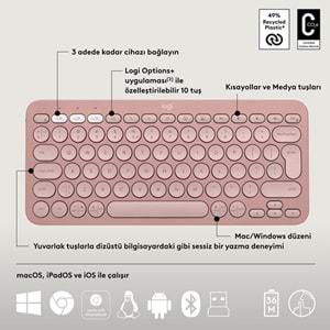 Logitech Pebble 2 Blutooth K&M Set Pembe