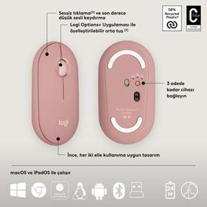 Logitech Pebble 2 Blutooth K&M Set Pembe