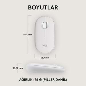 Logitech M350s Pebble 2 Beyaz Bluetooth Mouse