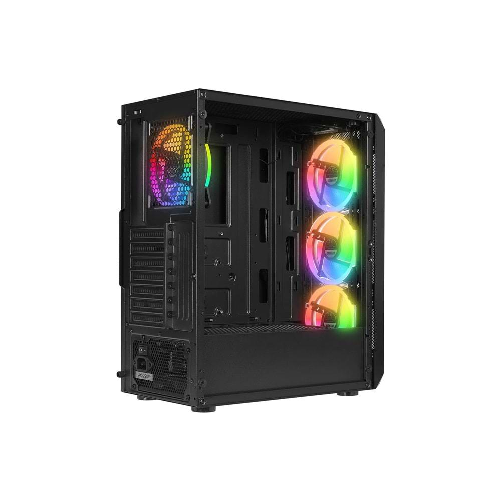 Everest X-RACER PEAK 600W Temperli Cam 4*12CM RGB Fan ATX MIDI Tower Gaming Oyuncu Kasası