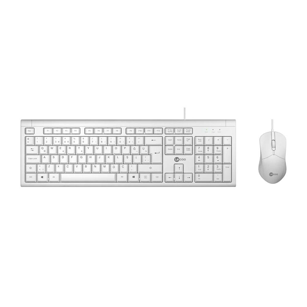 Lenovo Lecoo USB Kablolu TR Q Klavye Mouse Set Beyaz CM101-B