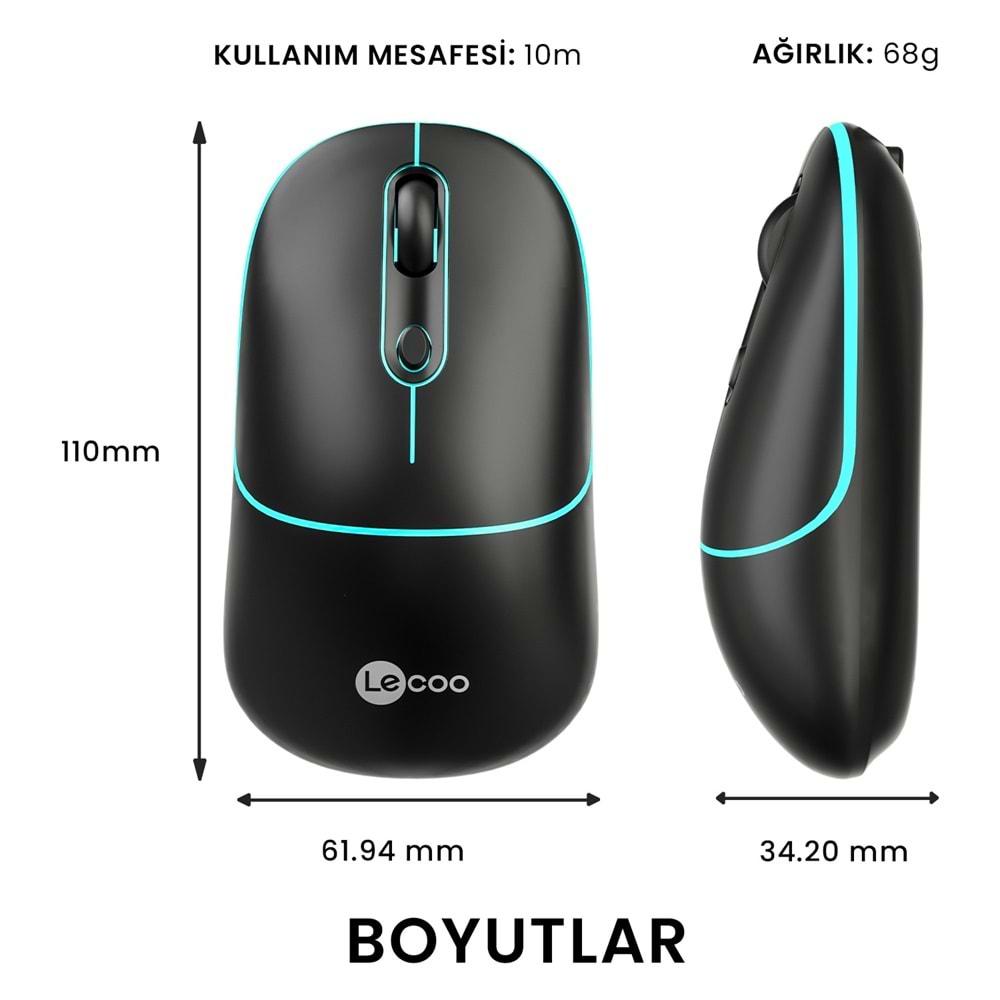 Lenovo Lecoo USB Optik Kablosuz Mouse Siyah WS210-S