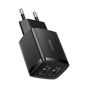 Baseus Compact CCXJ010201 10.5W Duvar Tipi Şarj Cihazı Siyah Çıkış: USB X2