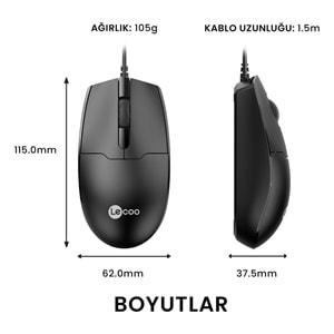 Lenovo Lecoo USB Optik Kablolu Mouse Siyah MS101