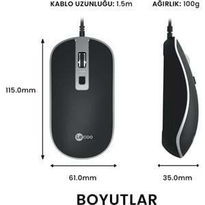 Lenovo Lecoo USB Optik Kablolu Mouse Siyah MS104